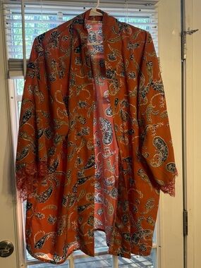 Women’s Orange Paisley Kimono Jacket